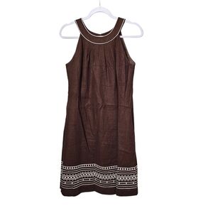 New Directions Brown Embroidered Sleeveless Women's Dress - Size 6